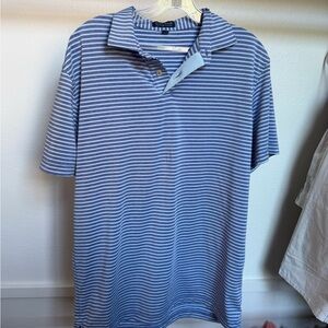 Peter Millar Blue and White Striped Polo Shirt